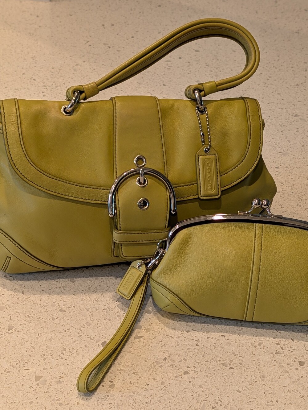 Coach Y2K 2004 Soho Buckle Top Handle Purse & Soho Kisslock Wristlet Green Set